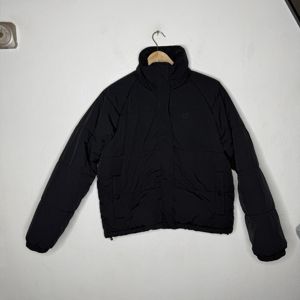 Billabong High Route Puffer Jacket Black Pockets Zip Women's Medium